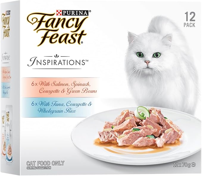 FANCY FEAST Inspirations Adult Wet Cat Food Salmon and Tuna Variety Pack 24x70g