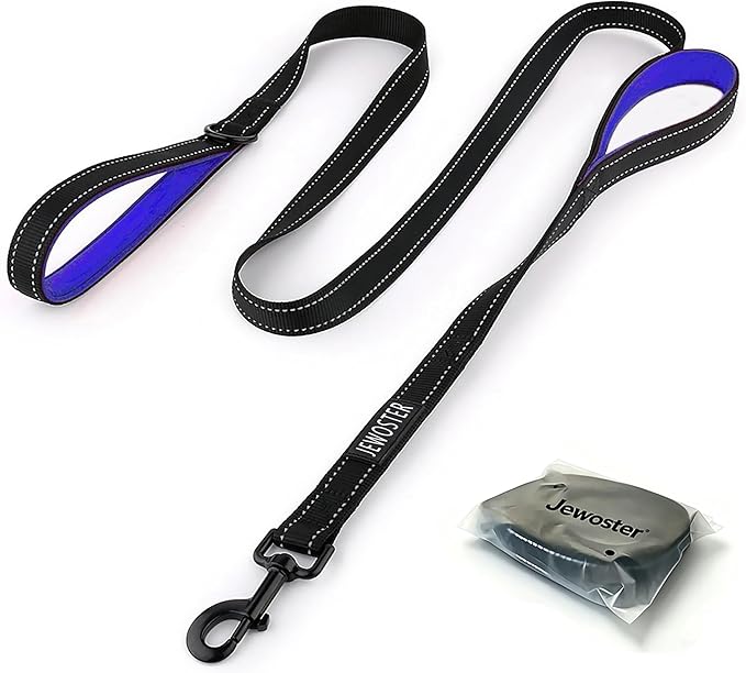 Dog Leash Heavy Duty - 2 Handles by Padded Traffic Handle for Extra Control, 6foot Long - Perfect for Medium to Large Dogs (6 ft, Black Blue)