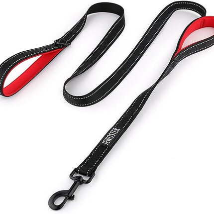 Heavy Duty Dog Leash - 2 Handles by Padded Traffic Handle for Extra Control, 6foot Long - Perfect for Medium to Large Dogs (6 ft, Black Red)
