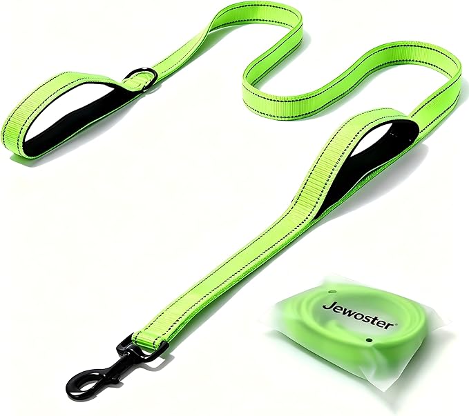 Heavy Duty Dog Leash - 2 Handles by Padded Traffic Handle for Extra Control, 6foot Long - Perfect for Medium to Large Dogs (6 ft, Black Red)