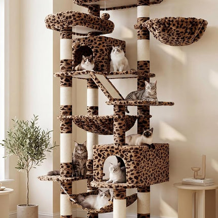 Heybly Cat Tree, 71-Inch-Tall Tower for Indoor Cats with 2 Perches HCT034BW
