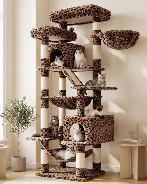Heybly Cat Tree, 71-Inch-Tall Tower for Indoor Cats with 2 Perches HCT034BW