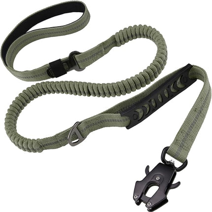 STAVAN Dog Leash for Large Dogs, 4-6FT Heavy Duty No Pull Bungee Shock Absorbing Tactical Leash with 2 Padded Handles, Quick Release Carabiner & Seatbelt Clip (Purple)