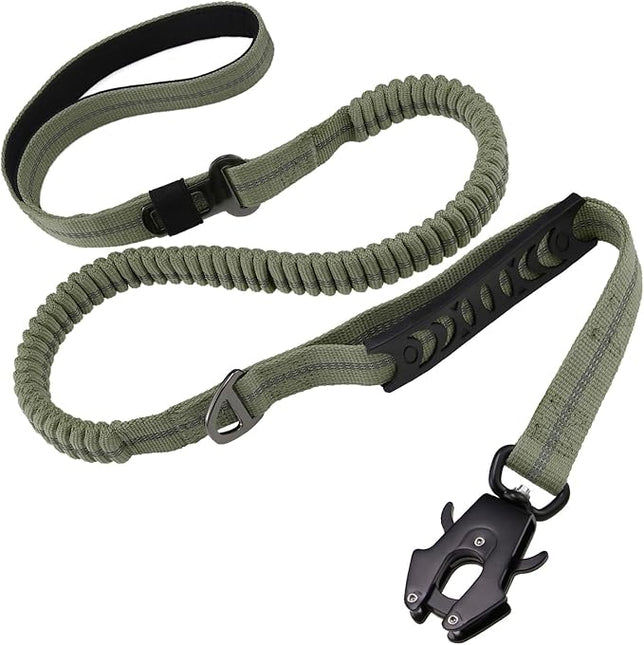 STAVAN Dog Leash for Large Dogs, 4-6FT Heavy Duty No Pull Bungee Shock Absorbing Tactical Leash with 2 Padded Handles, Quick Release Carabiner & Seatbelt Clip (Purple)