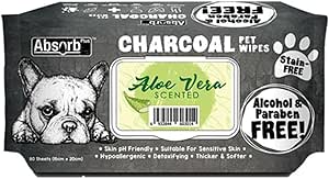 Absorb Plus Charcoal Pet Wipes 80 Sheets, Aloe Vera