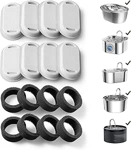 PETLIBRO 4/8 Packs Replacement Filters for Stainless Steel Cat Water Fountain PLWF003 & PLWF006