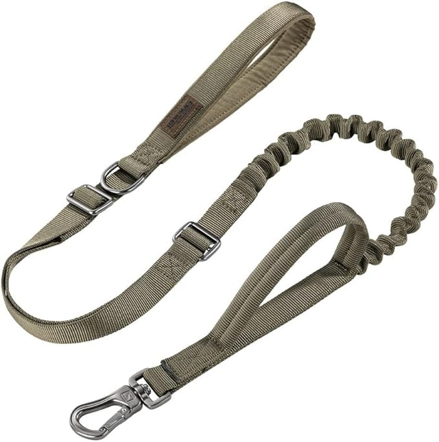 EXCELLENT ELITE SPANKER Tactical Dog Leash Heavy Duty 5-6FT Adjustable No Pull Military Bungee Dog Leash Elastic Leads Rope with 2 Padded Control Handle for Medium Large X-Large Dog(Ranger Green)