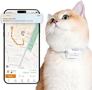 Pawfit Lite for Cats 4g GPS Tracker | Ultra-Small (<18g) Design | Real-Time Tracking | Activity Monitoring