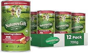 Nature's Gift Adult Wet Dog Food in Can, Loaf with Beef, Vegetables & Barley 12x700g