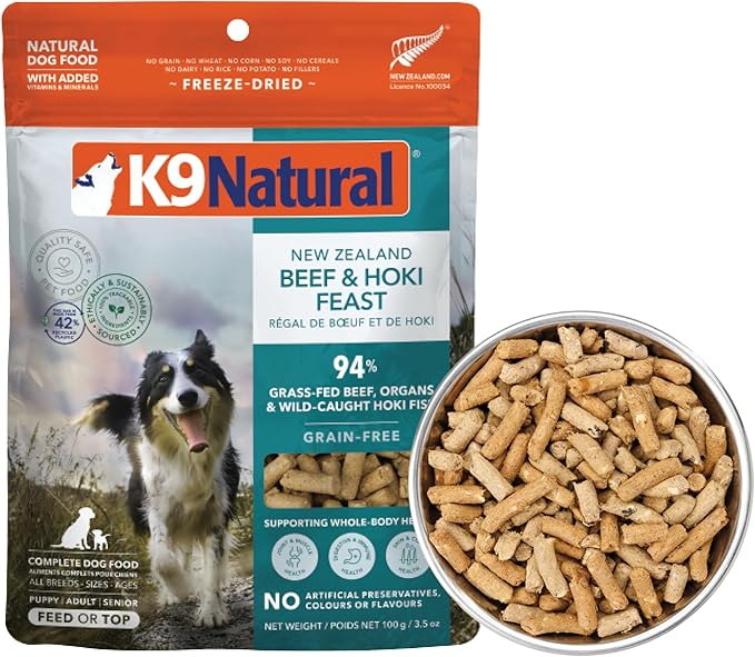 K9 Natural - Grain Free Freeze Dried Dog Food Topper - Hoki & Beef, 100g
