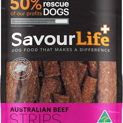 SavourLife Dog Treats, Australian Beef Strips - High Protein, 165g