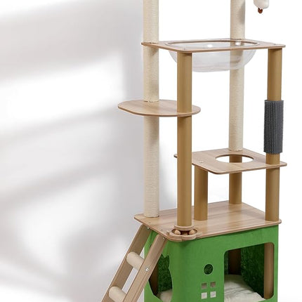 Cat Tree, Cat Tower with Scratching Post, Multi-Level Climbing Tower, Pet Condo House Furniture with Hemp Rope-Wrapped Posts, (160cm)