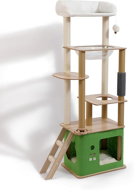 Cat Tree, Cat Tower with Scratching Post, Multi-Level Climbing Tower, Pet Condo House Furniture with Hemp Rope-Wrapped Posts, (160cm)