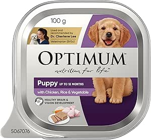 OPTIMUM Chicken and Rice Wet Puppy Food 100g Tray, 12 Pack