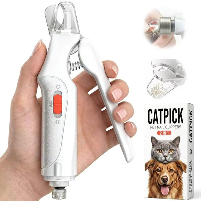CATPICK 2-in-1 Cat Nail Clippers & Dog Nail Clippers Trimmers for Large Medium Small Dogs Cats Claw Trimmer Quick Sensor and Safety Guard USB Rechargeable with 2 LED Lights Dogs Nail Trimmer