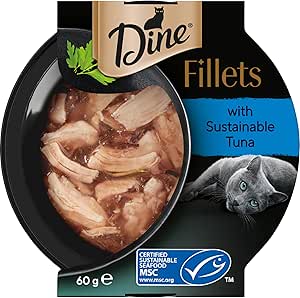 Dine Fillets Wet Cat Food Sustainable Tuna 60g Tray, 16 Pack
