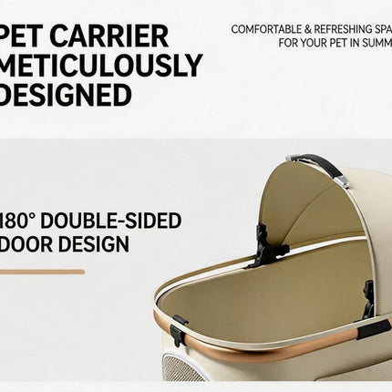 Pet Stroller for Small Medium Dogs & Cats, 20 lbs Capacity - Portable Carrier with One-Touch Brake,KHAKI