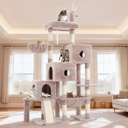Hey-brother Cat Tree Tower with 3 Condos, Step Climbing Pathway MPJ081MU