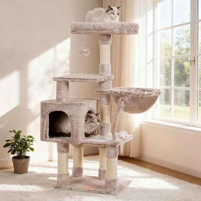 Heybly 110cm Cat Tree with Toy, Cat Tower for Indoor Cats,  Multi-Level House for Kittens, Muchroom HCT004SMU