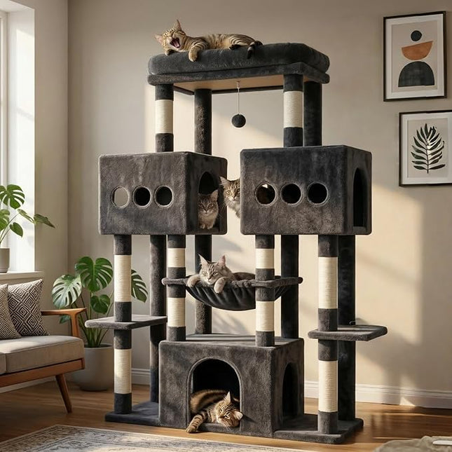 Hey-brother Cat Tree Tower with Sturdy Wide Base, Large Platforms, MPJ083G