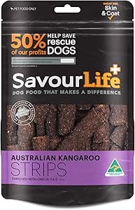SavourLife Dog Treats, Australian Kangaroo Strips - High Protein, 165g