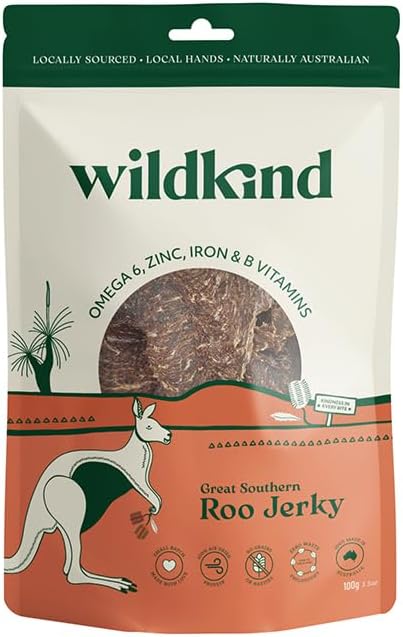 Wildkind Air Dried Kangaroo Jerky 100g – Natural Australian Dog Treats