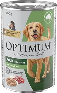 OPTIMUM Adult Wet Dog Food with Lamb and Rice 400g Can, 24 Pack