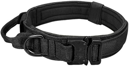 Military Tactical Dog Collar Heavy Duty Pet Collar with Metal Buckle Adjustable Black XL