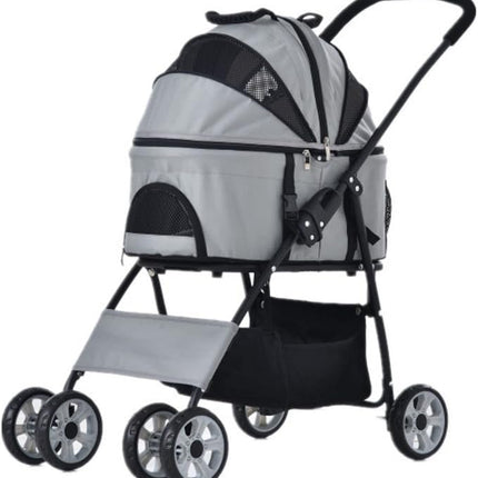 BTM Pet Cart for Dogs, Stroller, Cat Buggy, Separable, Removable, Front Wheels, 360° Rotation, Foldable, Multi-Headed