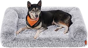 Feandrea Dog Bed, XL Orthopaedic Dog Sofa Bed for Medium and Large Dogs, Waterproof Ped Bed with Removable Washable Cover, 106 x 76 x 19 cm, Light Gray PGW233G01V1