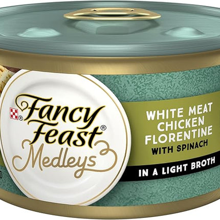Fancy Feast Medleys Adult Wet Cat Food White Meat Chicken Florentine with Garden Greens in Sauce 24x85g
