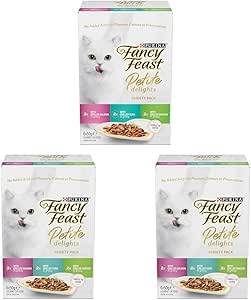 2+ FANCY FEAST Adult Petite Delights Salmon Tuna & Chicken Grilled Wet Cat Food 18 x 50g