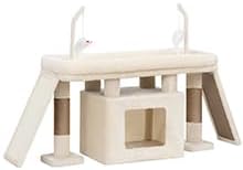 Heybly Cat Tree Extra-Long & Stable 2 Adjustable Scratch Boards,Beige
