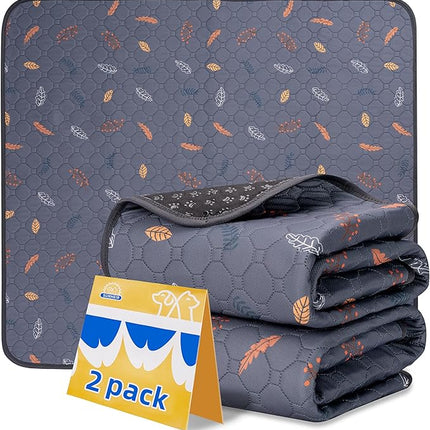 Sunheir Washable Pee Pads for Dogs - 2-Pack Thick Heavy Absorbency Reusable Pee Pads Prevent Leakage Non-Slip, Waterproof Pet Training Pads for Puppy Playpen, Crate, Whelping Box, Potty Training, Grey