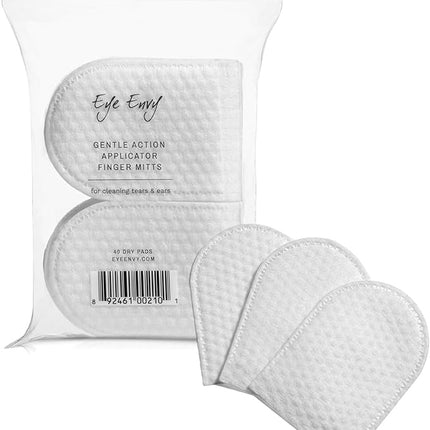 Eye Envy Finger Mitts Clean Dog Ears & pet tears, Earwax & Debris. Soft Fabric Finger cots. 40 Count.
