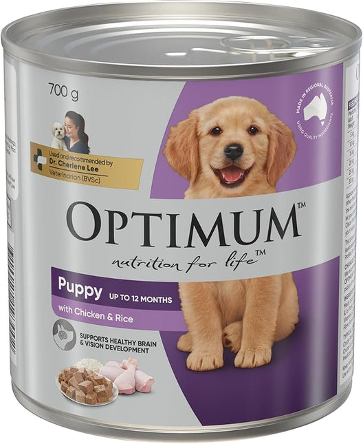 Optimum Chicken and Rice Wet Puppy Food, 12 Cans, Medium