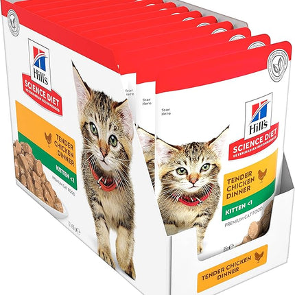 Hill's Science Diet Kitten Wet Cat Food, Chicken, 85g, 12 Pack, Cat Food Pouches