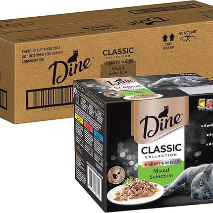 Dine Classic Collection Wet Cat Food Mixed Selection in Gravy & in Jelly 85g Pouch 60 Pack