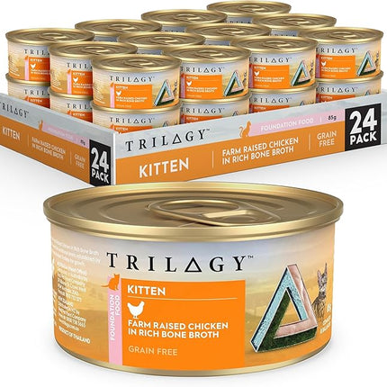 Trilogy Bone Broth Wet Kitten Food, Farm Raised Chicken, 24x85g