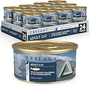 Trilogy Bone Broth Adult Wet Cat Food, Wild Caught Mackeral 24x85g