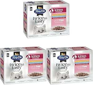 Fussy Cat Grain Free Twice as Tasty Kitten Wet Food, Kitten Mince 12x80g - Two Tasty Textures, One Irresistible Meal, Real Australian Meat, Grain-Free & Complete Nutrition (Pack of 3)