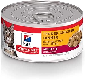 Hill's Science Diet Adult Tender Chicken Dinner Canned Wet Cat Food, 156g, 24 Pack