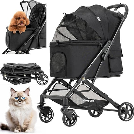 Medium Dog Stroller, Kenyone Pet Stroller for Medium Dogs Up to 55lbs, Lightweight Aluminum Frame, One Click Folding