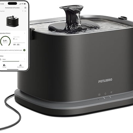 PETLIBRO Upgrade Cat Water Fountain Stainless Steel Tray, Dockstream 2 Cat Fountain Indoor, 3L/101oz 5g