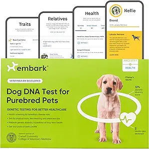 Embark Purebred Dog DNA Test - 270+ Genetic Health Conditions, 55 Physical Traits, Coefficient of Inbreeding (COI), Relatives, Breed Confirmation