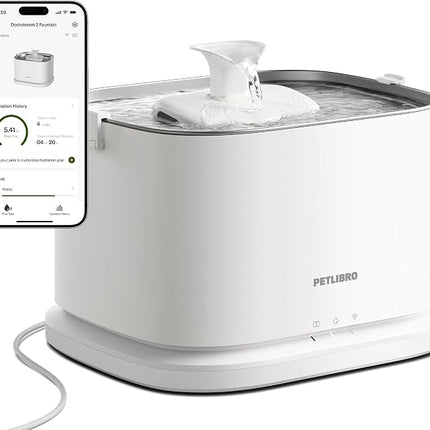 PETLIBRO Upgrade Cat Water Fountain Stainless Steel Tray, Dockstream 2 Cat Fountain Indoor, 3L/101oz 5g