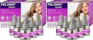 FELIWAY® Classic 30 Day Cat Calming Refills for Pheromone Diffuser,48ml Value Pack - Helps Reduce Common Signs of Stress in Cats & Kittens,Enhanced Calming,(Pack of 12)