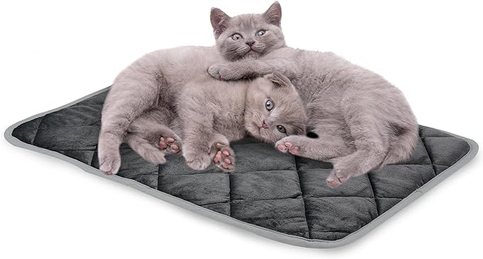 NWK Self Warming Thermal Pet Mat Pad, Self Heating Thermal Cat and Dog Bed Pad, Heated Cat and Dog Blanket, Washable, for Sofa & Crate & Kennel & Car Seat (Black, M (68cm X 47.5cm))