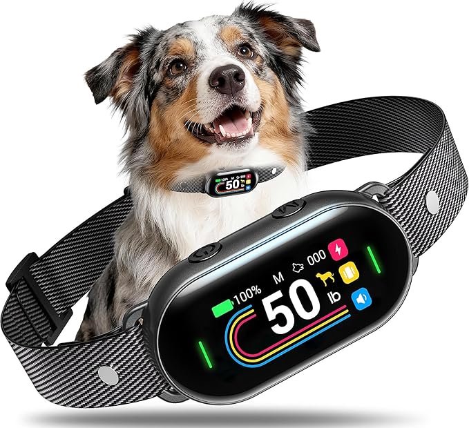 Dog Bark Collar for Small Medium Large Dogs 10-100lbs, Automatic Bark Device with Anti-False Trigger & Bark Count Tracking