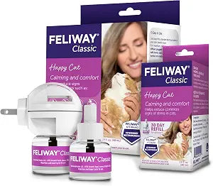 FELIWAY Classic Cat Calming Diffuser Kit and 1 Pack Refill – Helps Reduce Stress‑Related Behaviors Like Urine Spraying, Scratching, and Hiding – 30‑Day Cat Pheromone Plug in Diffuser